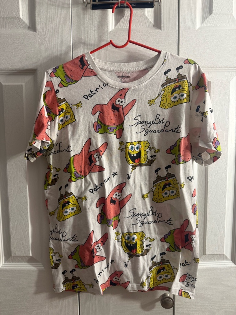 Nickelodeon White Tee with Pink and Yellow Character Print